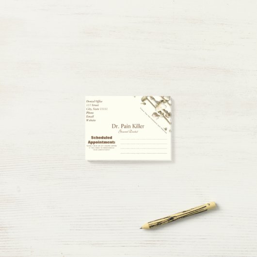 おもしろいな歯科医院の歯科医のアポイントメントのメモ ポストイット (デスク上)