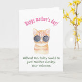 おもしろいな母の日カードお母さんのためのおもしろいな猫カード カード (黄色い花)