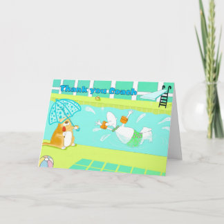 おもしろいな水泳はコーチカード感謝していしています サンキューカード