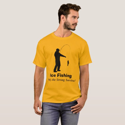 おもしろいな氷の魚釣りのワイシャツ Tシャツ (正面フル)