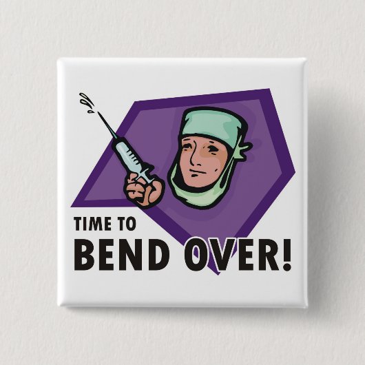 おもしろいな注入の医者/ナース-スポイトを吹き出すこと 缶バッジ (正面)