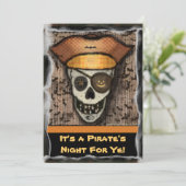 おもしろいな海賊スカルのハローウィンパーティの招待状 招待状 (スタンド正面)