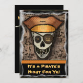 おもしろいな海賊スカルのハローウィンパーティの招待状 招待状 (正面/裏面)