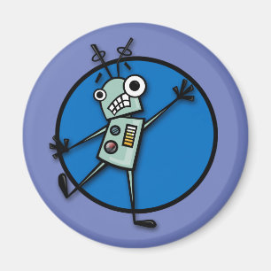 おもしろいな漫画のスタイルのロボット円形の磁石 マグネット