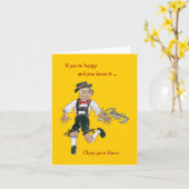 おもしろいな漫画のハーフパンツの挨拶状 カード (黄色い花)