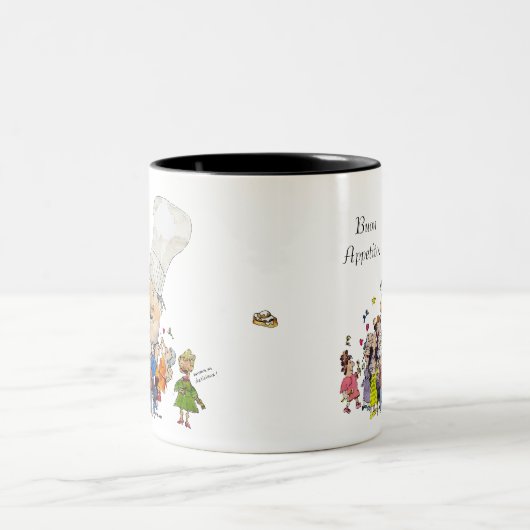 おもしろいな漫画のフランスのなシェフのパーソナライズなマグ ツートーンマグカップ (中央)