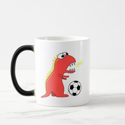 おもしろいな漫画の恐竜のサッカー モーフィングマグカップ (左)