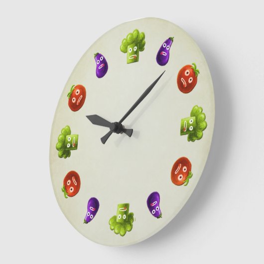おもしろいな漫画の野菜の台所 ラージ壁時計 (傾斜)