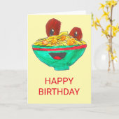 おもしろいな漫画スパゲッティミートボールの誕生日 カード (黄色い花)