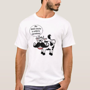 おもしろいな漫画牛巻き毛の髭のスマイル Tシャツ