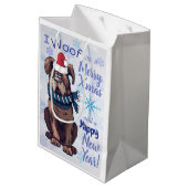 おもしろいな漫画犬のクリスマスの挨拶 ミディアムペーパーバッグ (裏面アングル)