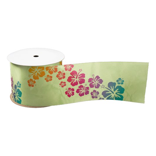 おもしろいな熱帯ハイビスカスの装飾 + あなたの背景 サテンリボン (リール)