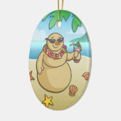 おもしろいな熱帯雪だるまの休日の記念品のオーナメント セラミックオーナメント (左)