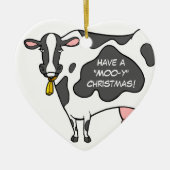 おもしろいな牛クリスマスのオーナメント セラミックオーナメント (正面)