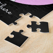 おもしろいな牛漫画のピンクの黒のカスタムな子供は困惑します ジグソーパズル (側面)