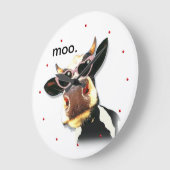 おもしろいな牛- Moo ラージ壁時計 (傾斜)