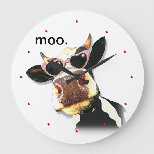 おもしろいな牛- Moo ラージ壁時計 (正面)