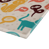 おもしろいな猫および犬が付いているパターン カッティングボード (角)