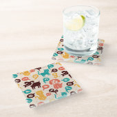 おもしろいな猫および犬が付いているパターン ガラスコースター (アングル)