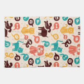 おもしろいな猫および犬が付いているパターン キッチンタオル (横)