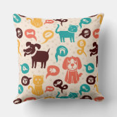 おもしろいな猫および犬が付いているパターン クッション (裏面)