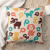 おもしろいな猫および犬が付いているパターン クッション (ブランケット)