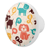 おもしろいな猫および犬が付いているパターン セラミックノブ (右)