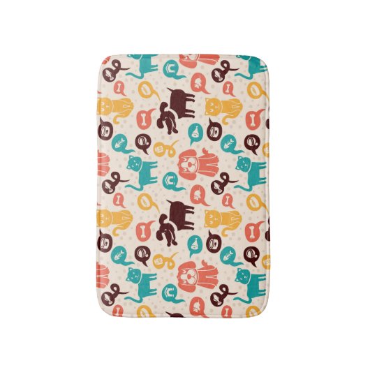 おもしろいな猫および犬が付いているパターン バスマット (正面縦)