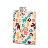 おもしろいな猫および犬が付いているパターン フラスク (左)