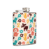 おもしろいな猫および犬が付いているパターン フラスク (右)