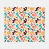 おもしろいな猫および犬が付いているパターン フリースブランケット (正面(横))