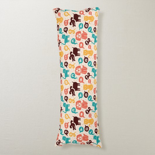 おもしろいな猫および犬が付いているパターン ボディピロー (正面縦)