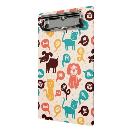 おもしろいな猫および犬が付いているパターン ミニクリップボード (アングル2)