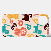 おもしろいな猫および犬が付いているパターン Case-Mate iPhoneケース (裏面 (横))