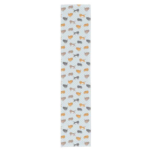 おもしろいな猫が付いているパターン ショートテーブルランナー (正面)