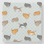 おもしろいな猫が付いているパターン ストーンコースター (正面)