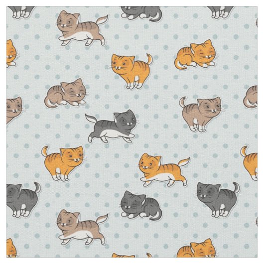 おもしろいな猫が付いているパターン ファブリック (クローズアップ)