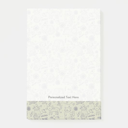 おもしろいな猫が付いている漫画パターン ポストイット (正面)