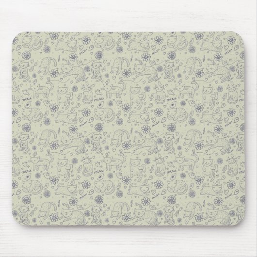 おもしろいな猫が付いている漫画パターン マウスパッド (正面)