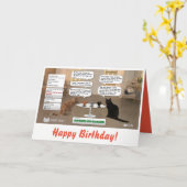 おもしろいな猫のバースデー・カード カード (黄色い花)