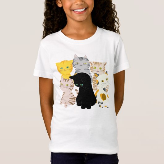 おもしろいな猫のベビードールの女の子のTシャツの束 Tシャツ (正面)