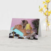 おもしろいな猫のマッサージ カード (黄色い花)