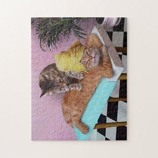 おもしろいな猫のマッサージ ジグソーパズル (縦)