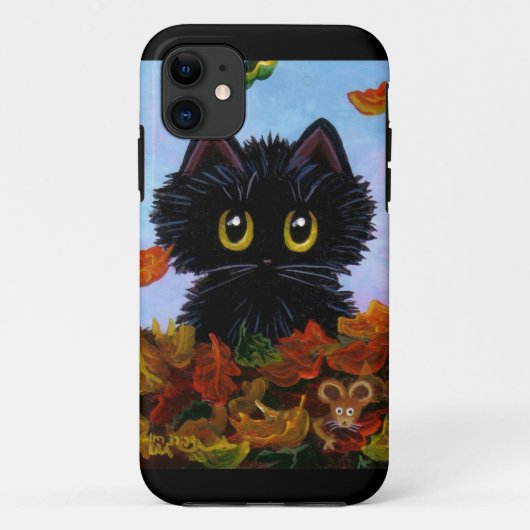 おもしろいな猫の例のマウスの紅葉Creationarts Case-Mate iPhoneケース (裏面)