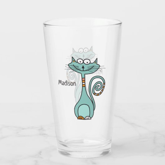 おもしろいな猫の名前をカスタムするのパイントガラス タンブラーグラス (裏面)