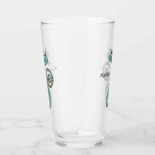 おもしろいな猫の名前をカスタムするのパイントガラス タンブラーグラス (右)