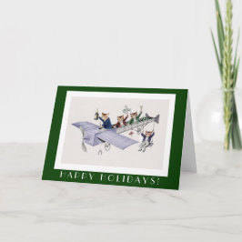 おもしろいな猫の幸せな休日カード-ヴィンテージ猫の芸術 シーズンカード