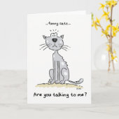 おもしろいな猫の引用文の挨拶状 カード (黄色い花)