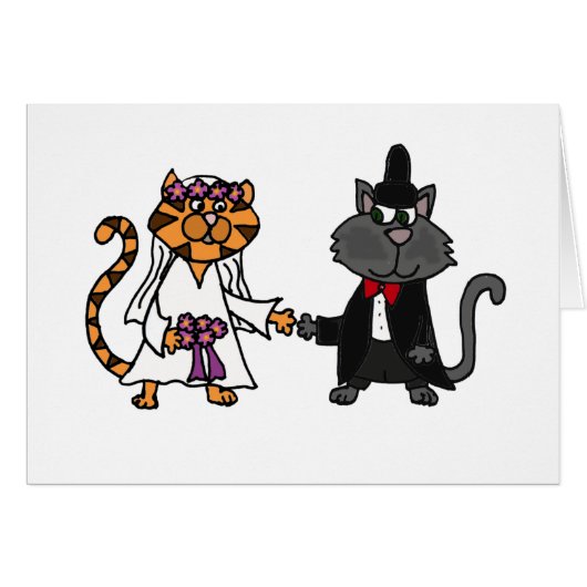 おもしろいな猫の新郎新婦の結婚式の芸術 (正面横)