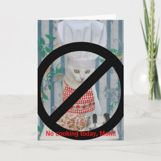 おもしろいな猫の母の日料理無し カード (正面)